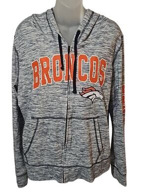 Denver Broncos Women’s XL Full Zip Hoodie Space Dye Gray NFL Team Apparel